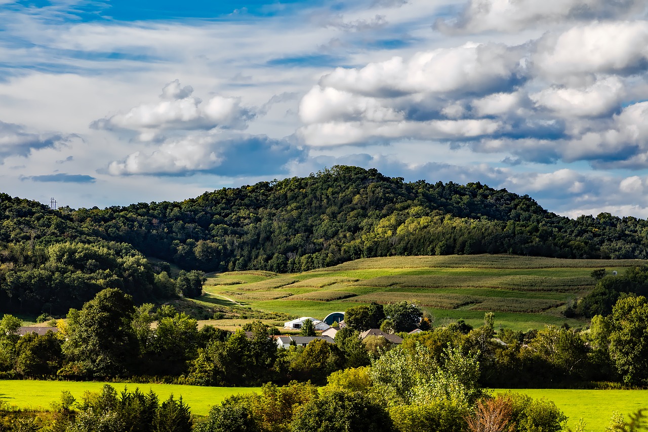 Image - wisconsin hills sky clouds farm