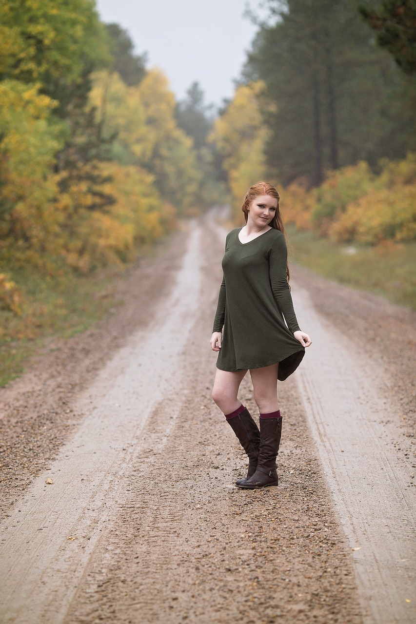 Image - redhead road outdoor fall female