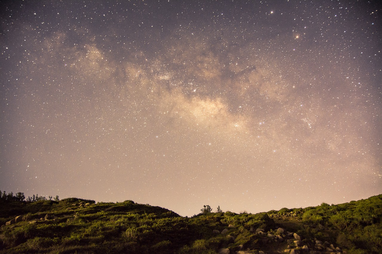 Image - star night mountain blue green