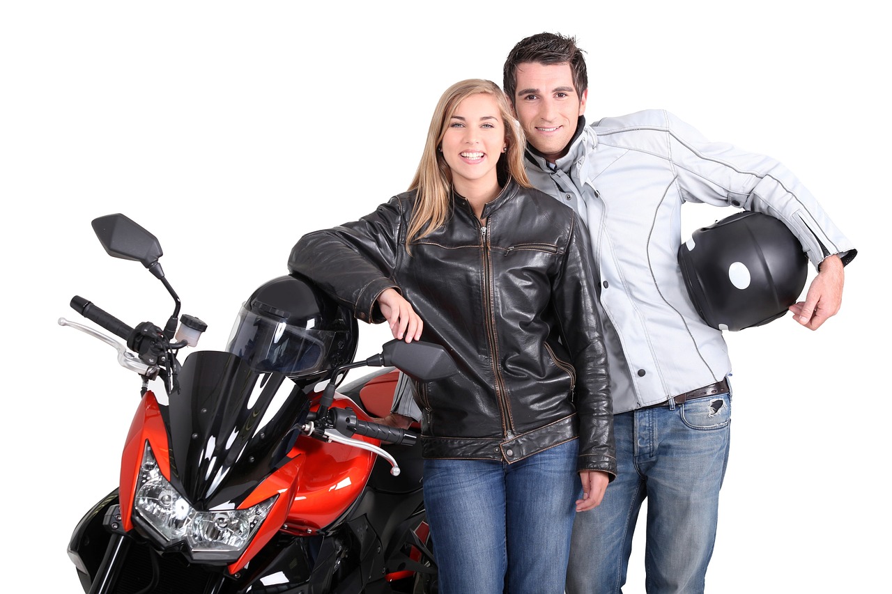 Image - motorcycle bikers woman man couple