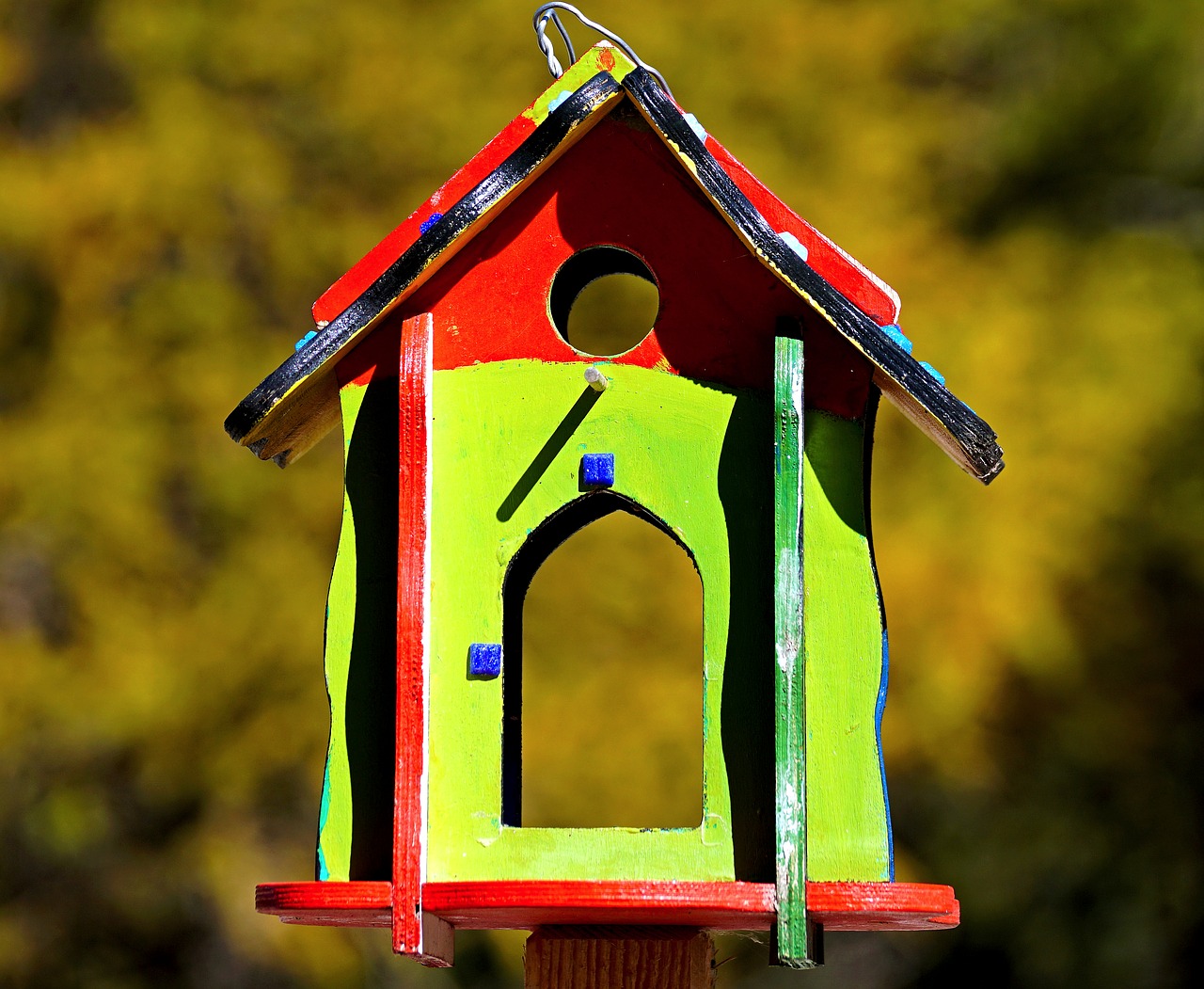 Image - bird feeder colorful feeding wood