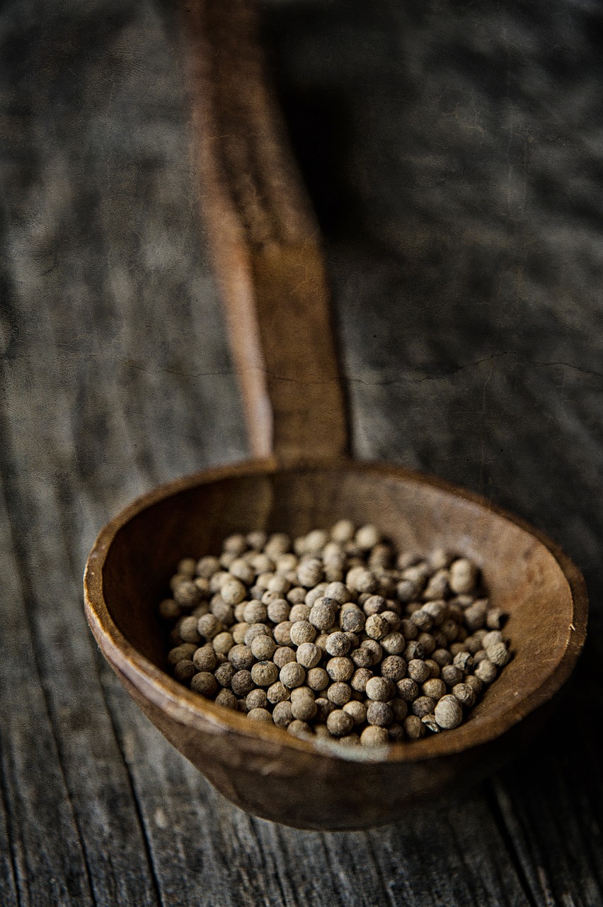 Image - close up food peppercorns spoon