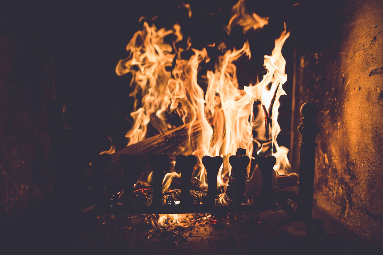 Image - burning dark fire fireplace