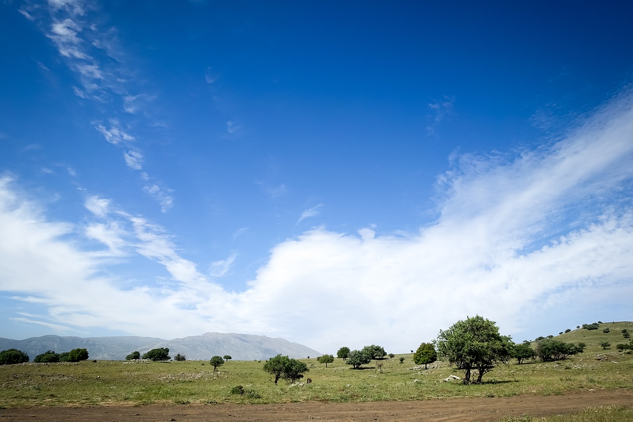 Image - clouds countryside dirt road field