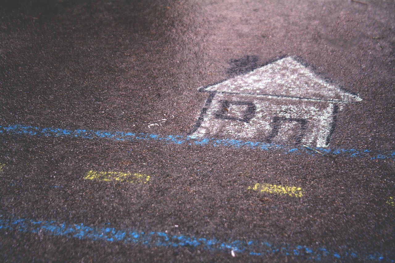 Image - art chalk drawing house street