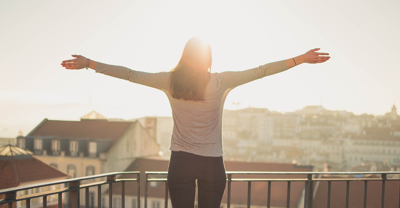 Image - balcony person standing sunshine