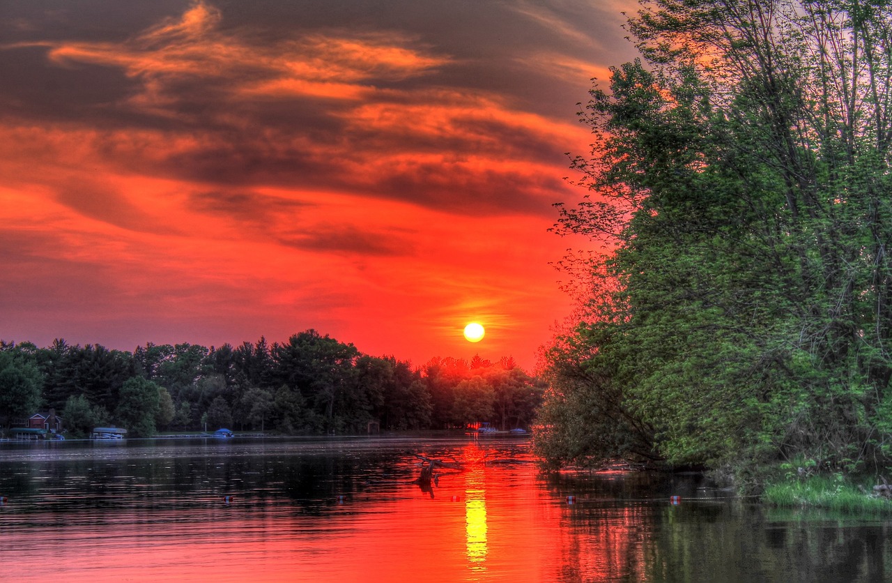 Image - sunset reflection water lake