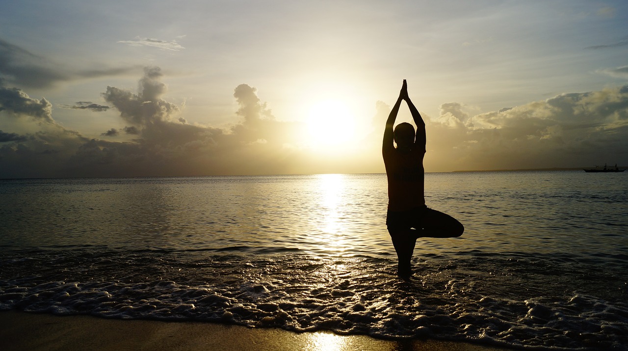 Image - beach sunset yoga