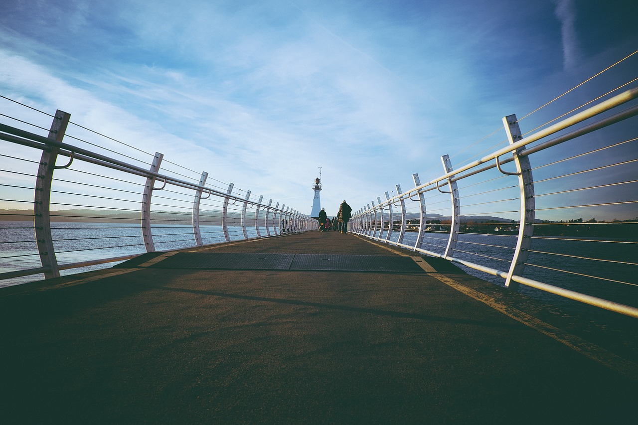 Image - bridge lighthouse ocean sea travel