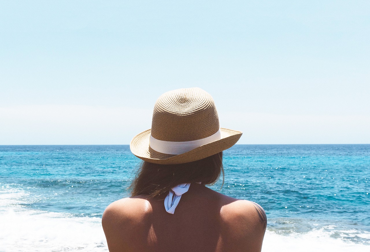 Image - beach hat ocean person sea sky