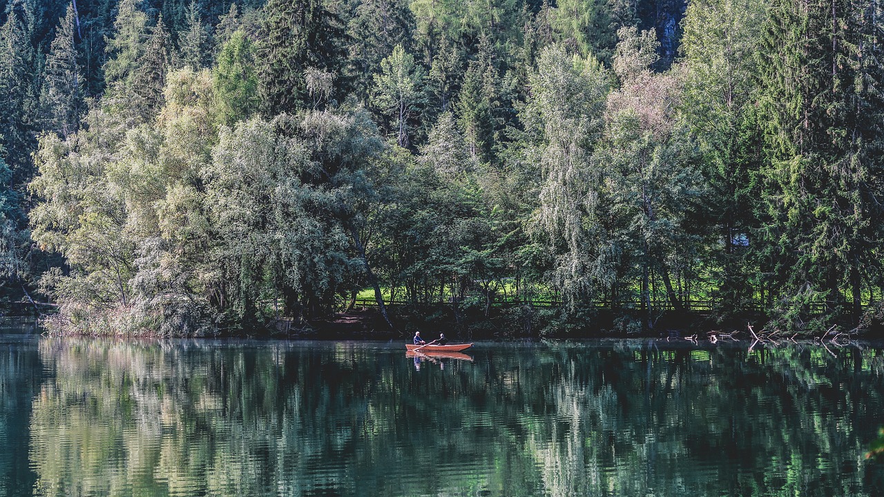 Image - boat lake nature people river