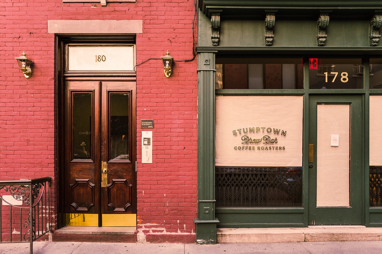 Image - buildings city coffee shop doors