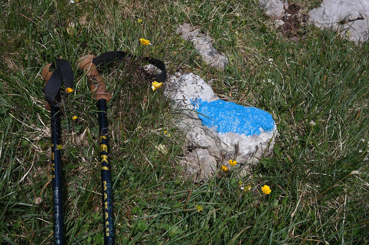 Image - hiking poles signpost hiking hike