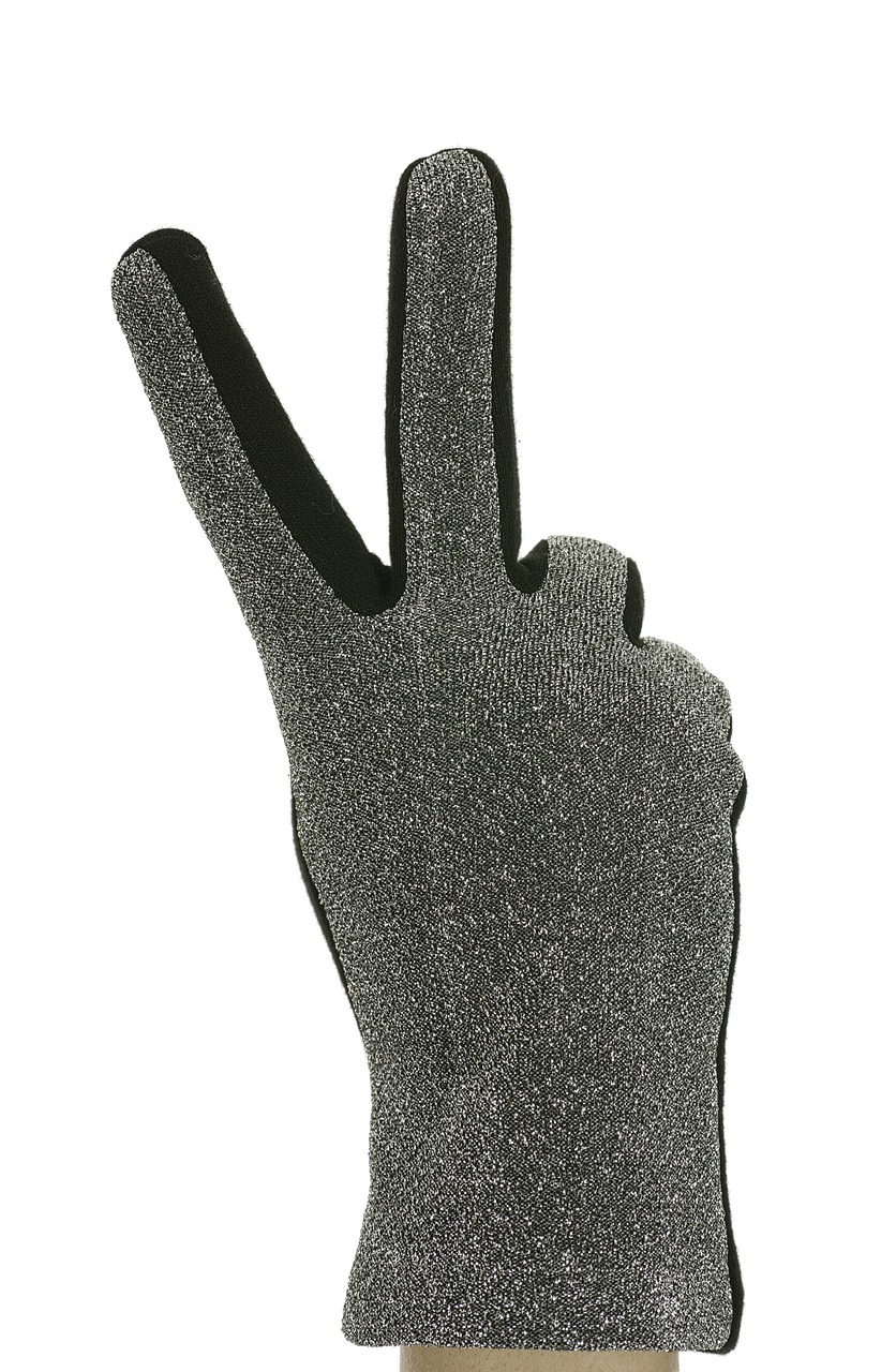 Image - glove two fingers peace sign