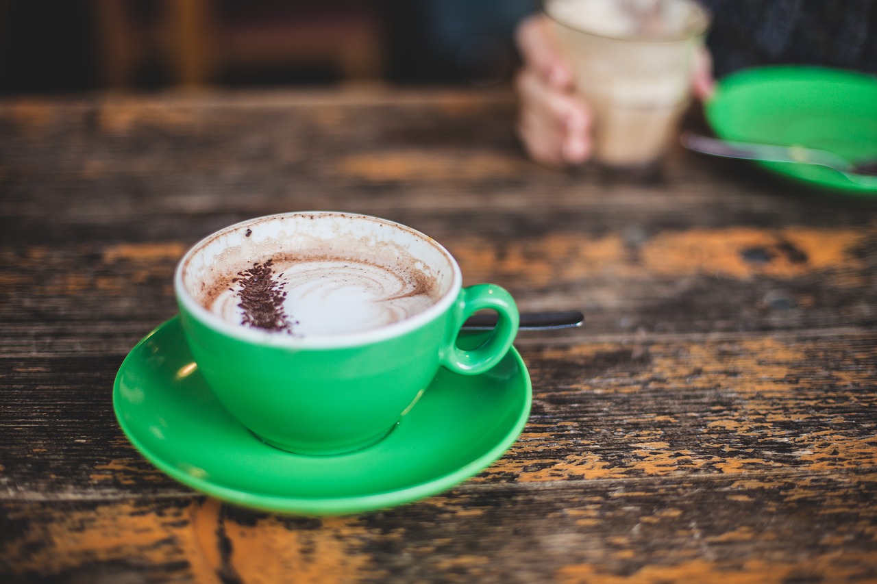 Image - coffee cup drink green table