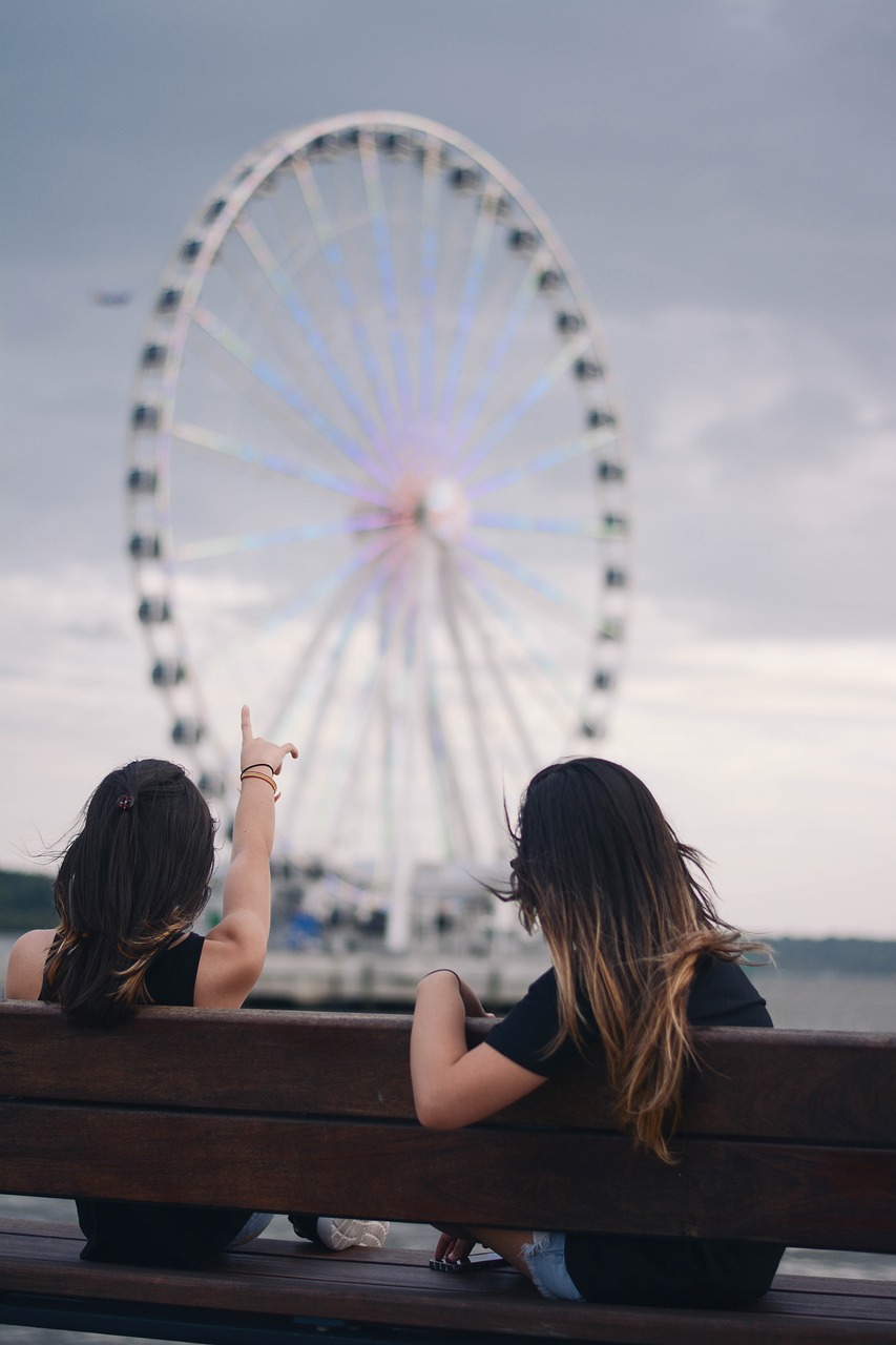 Image - bench ferris wheel girls people