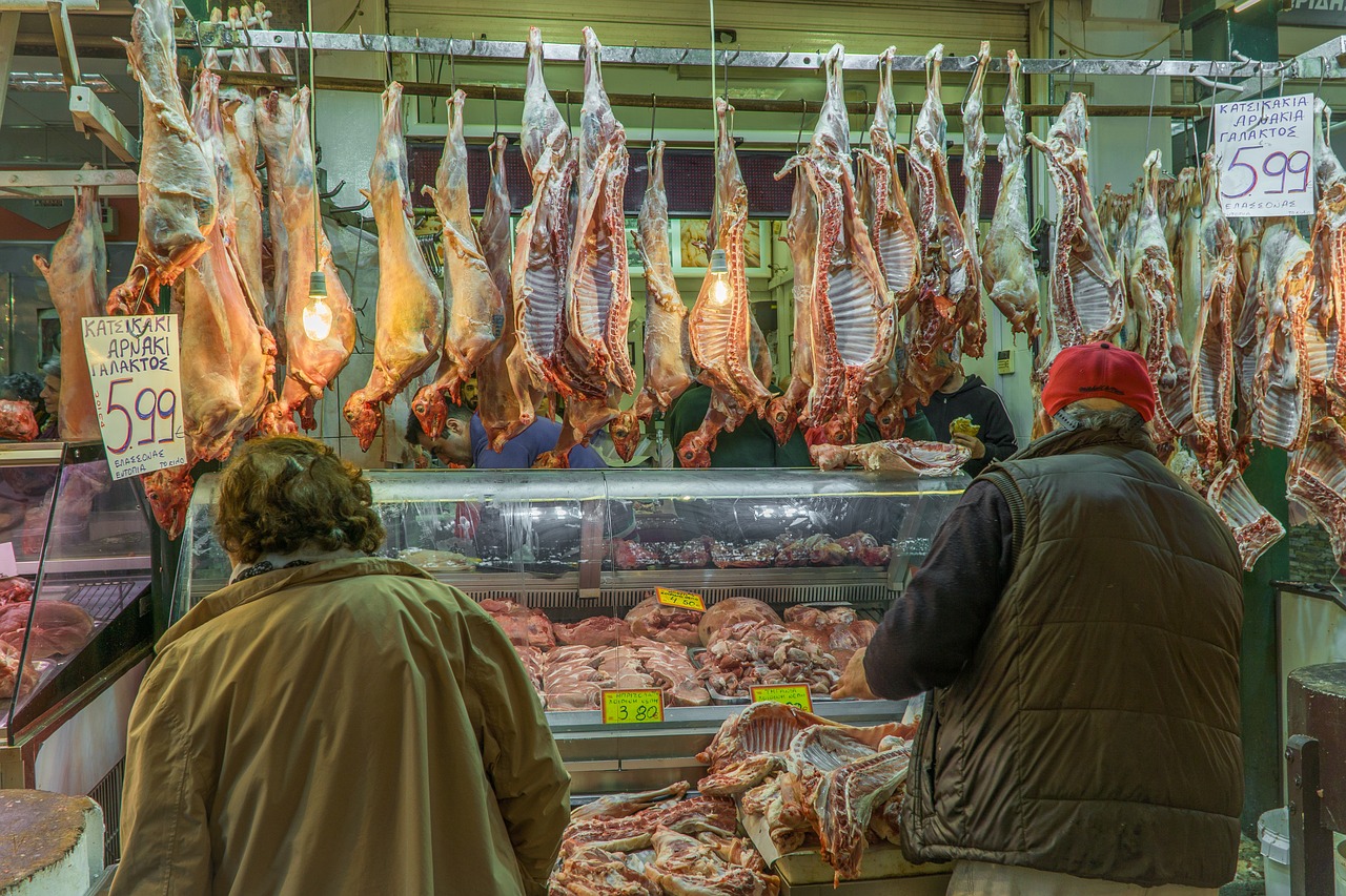 Image - butcher customers goat meat market