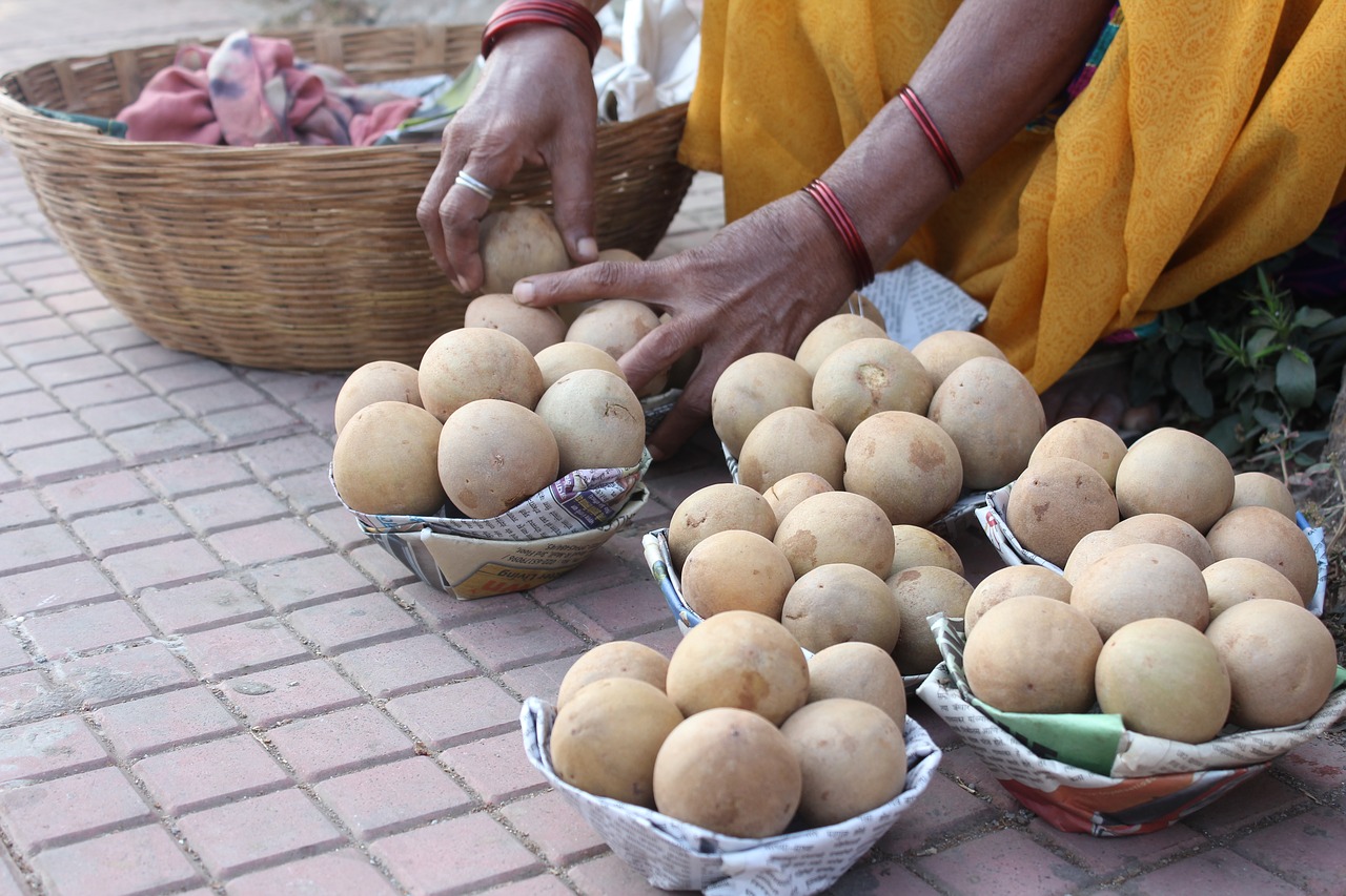 Image - basket fruits lady village