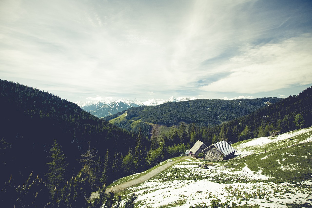 Image - clouds cottage hills landscape