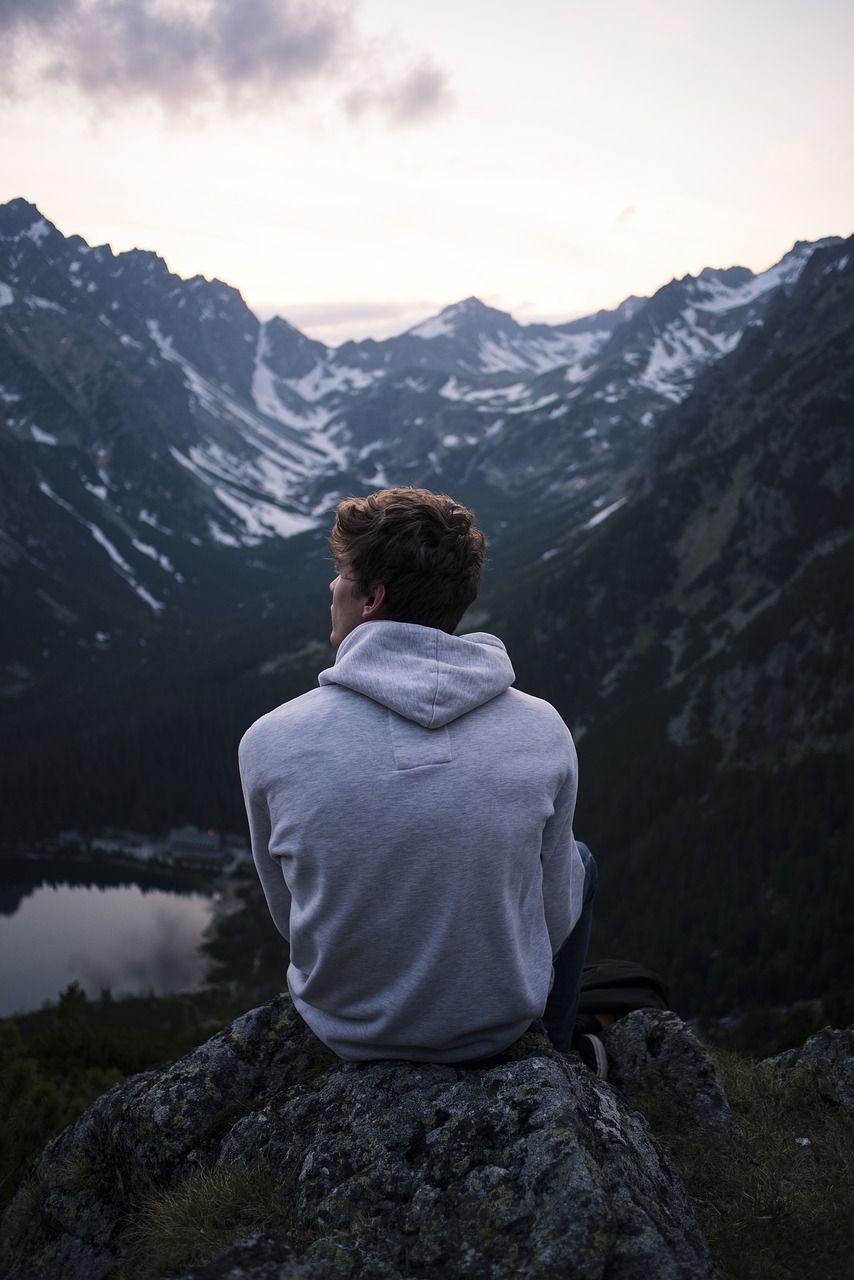 Image - alone lake man mountain nature