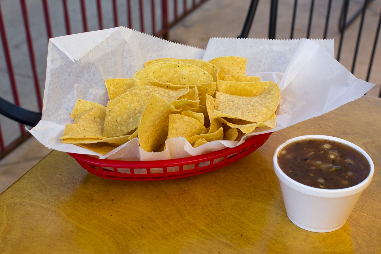 Image - chip dip food mexican red basket