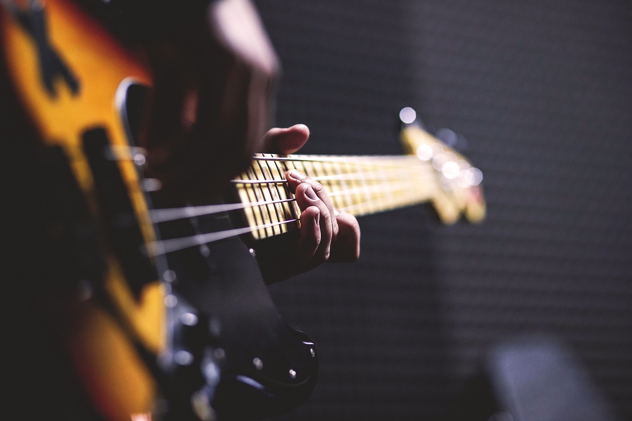 Image - bass guitar chord close up