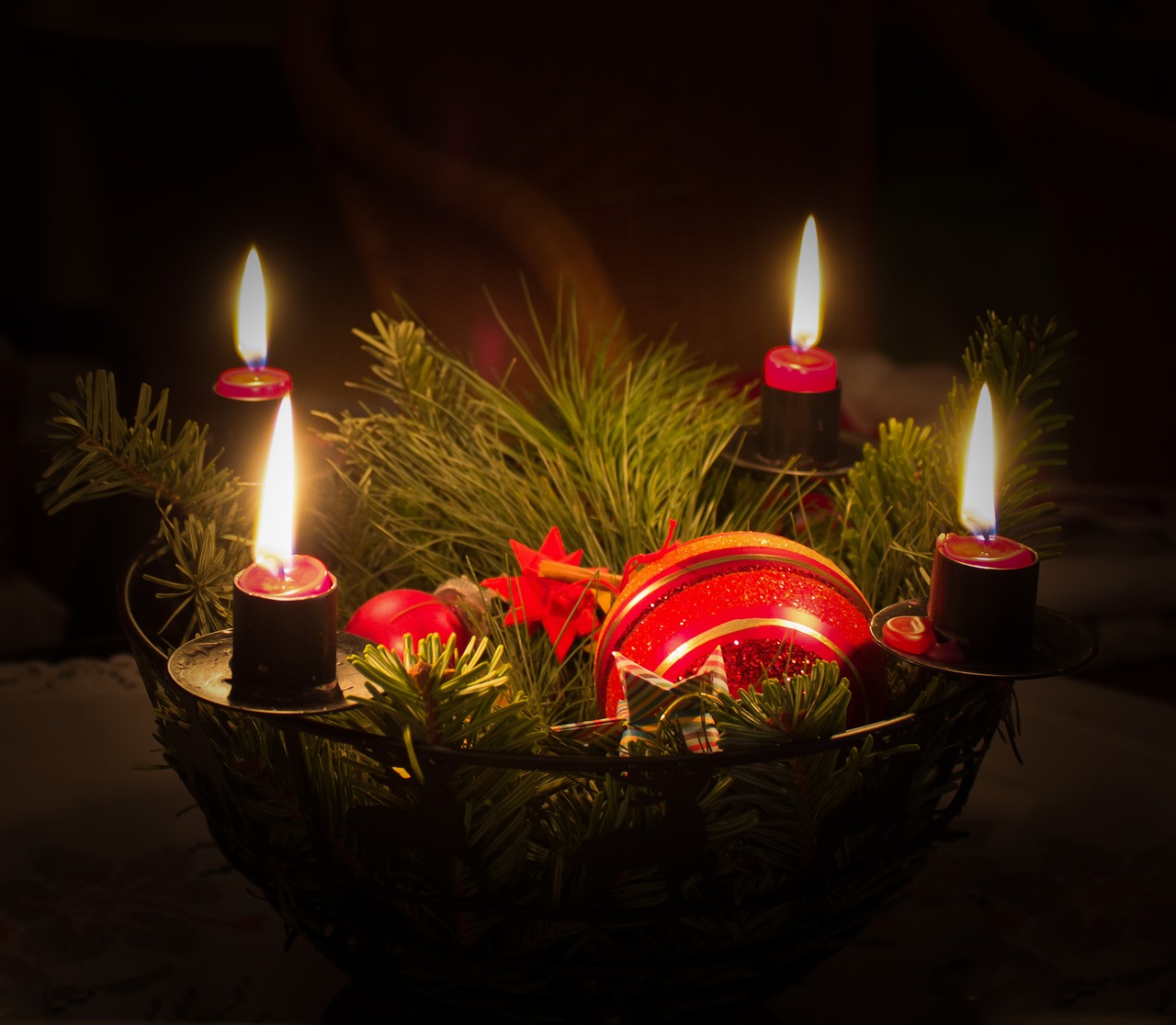 Image - christmas candles fir green advent