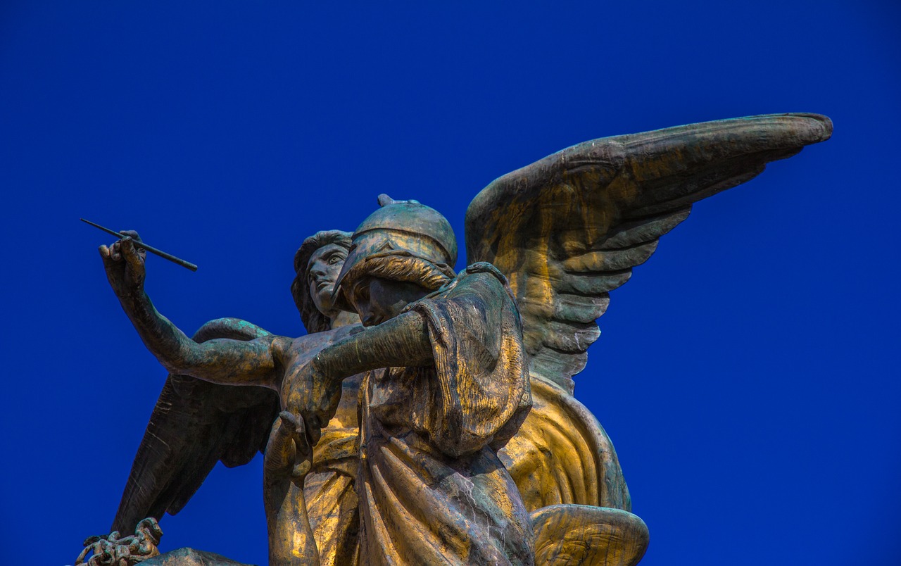 Image - angel blue blue sky statue wing