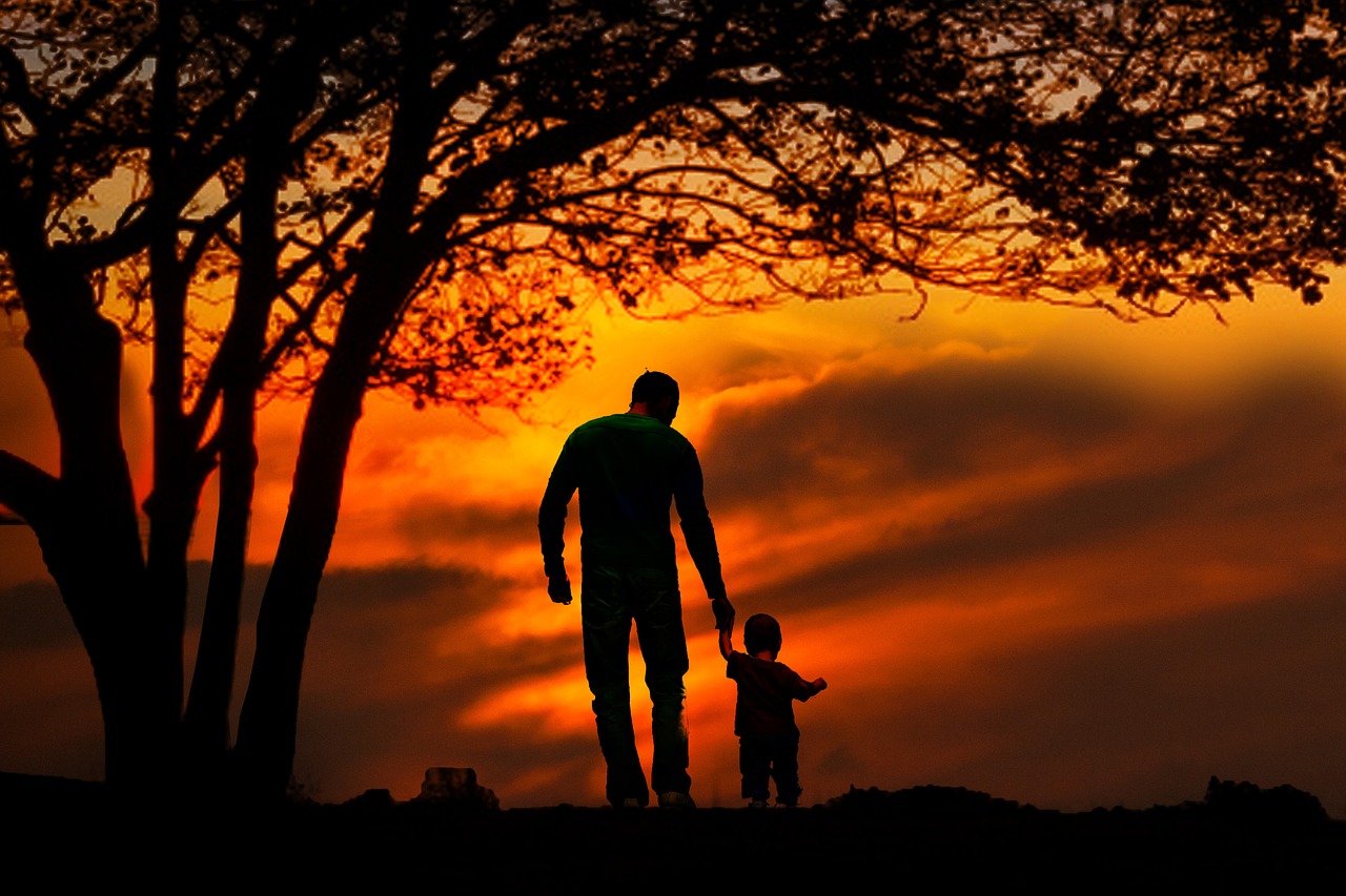 Image - sunset family together father two