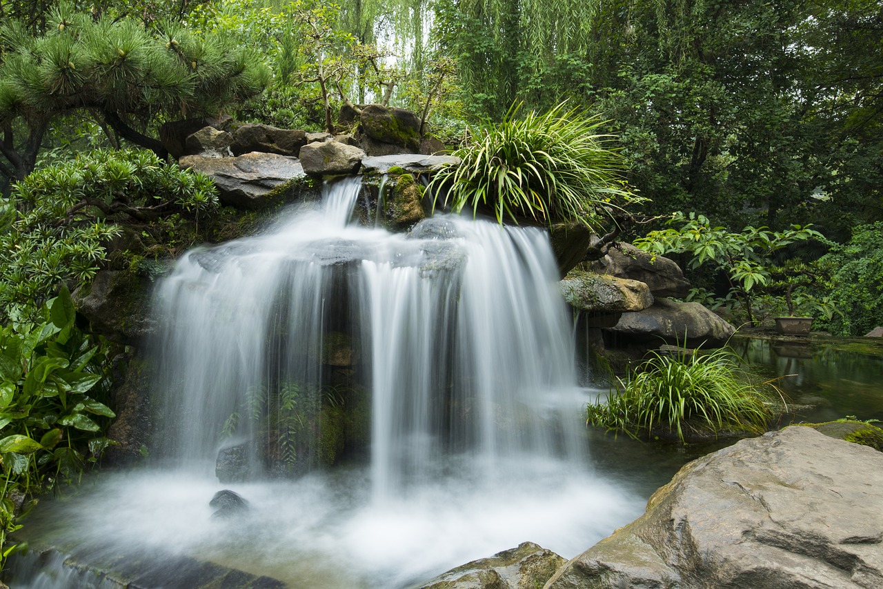 Image - chinese garden waterfall fountain