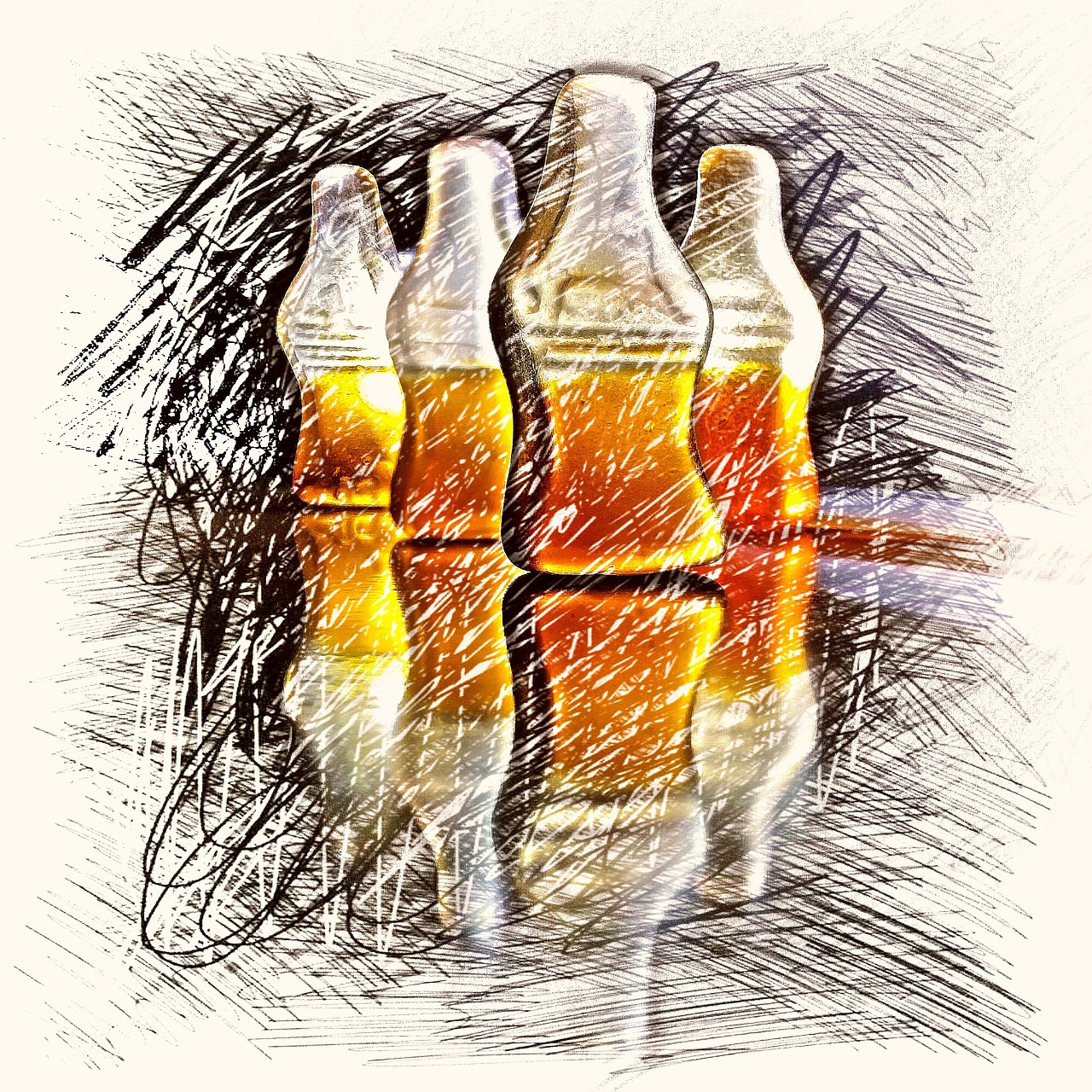 Image - cola bottles fruit jelly drawing