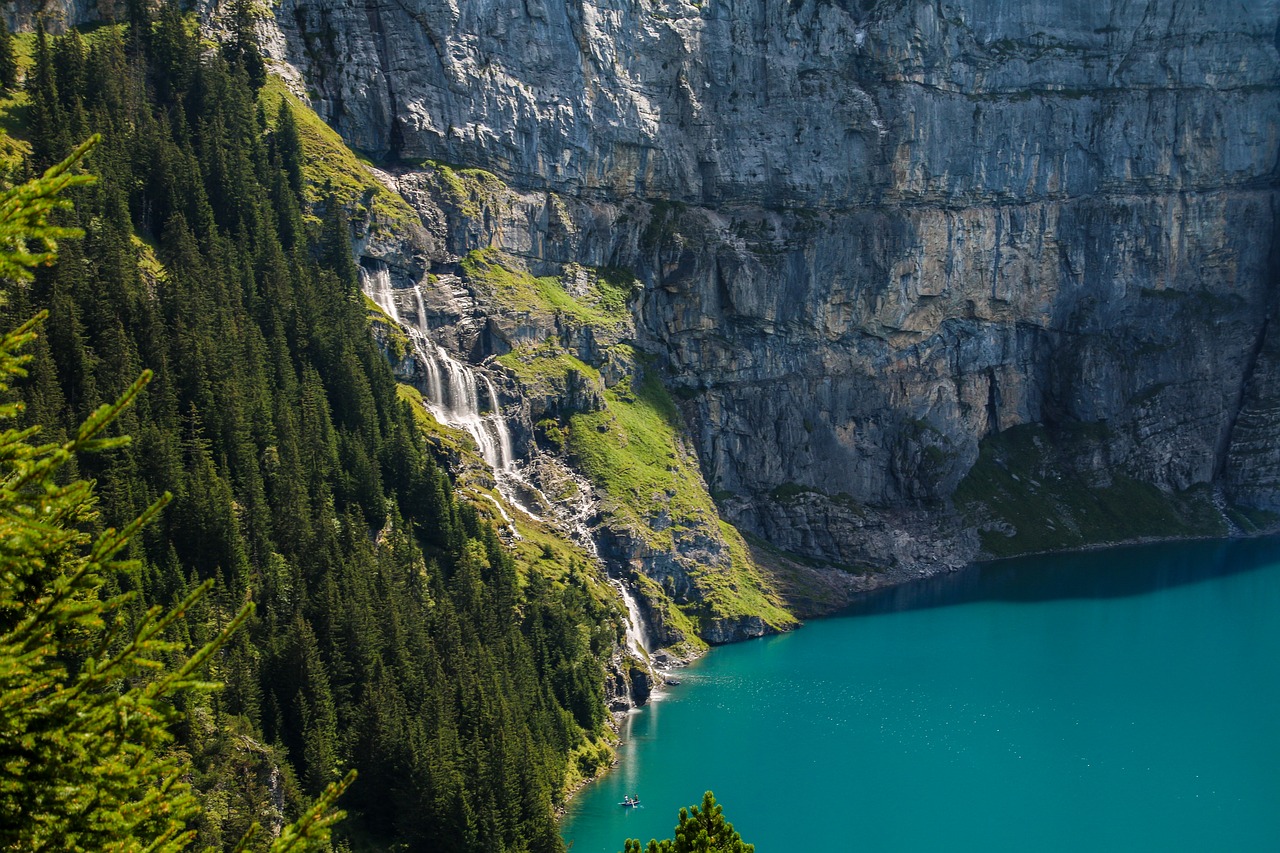 Image - view bergsee waterfall mountains