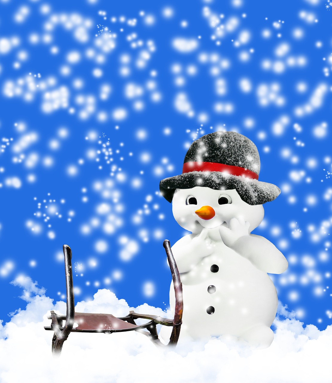 Image - winter snow wintry snow man slide