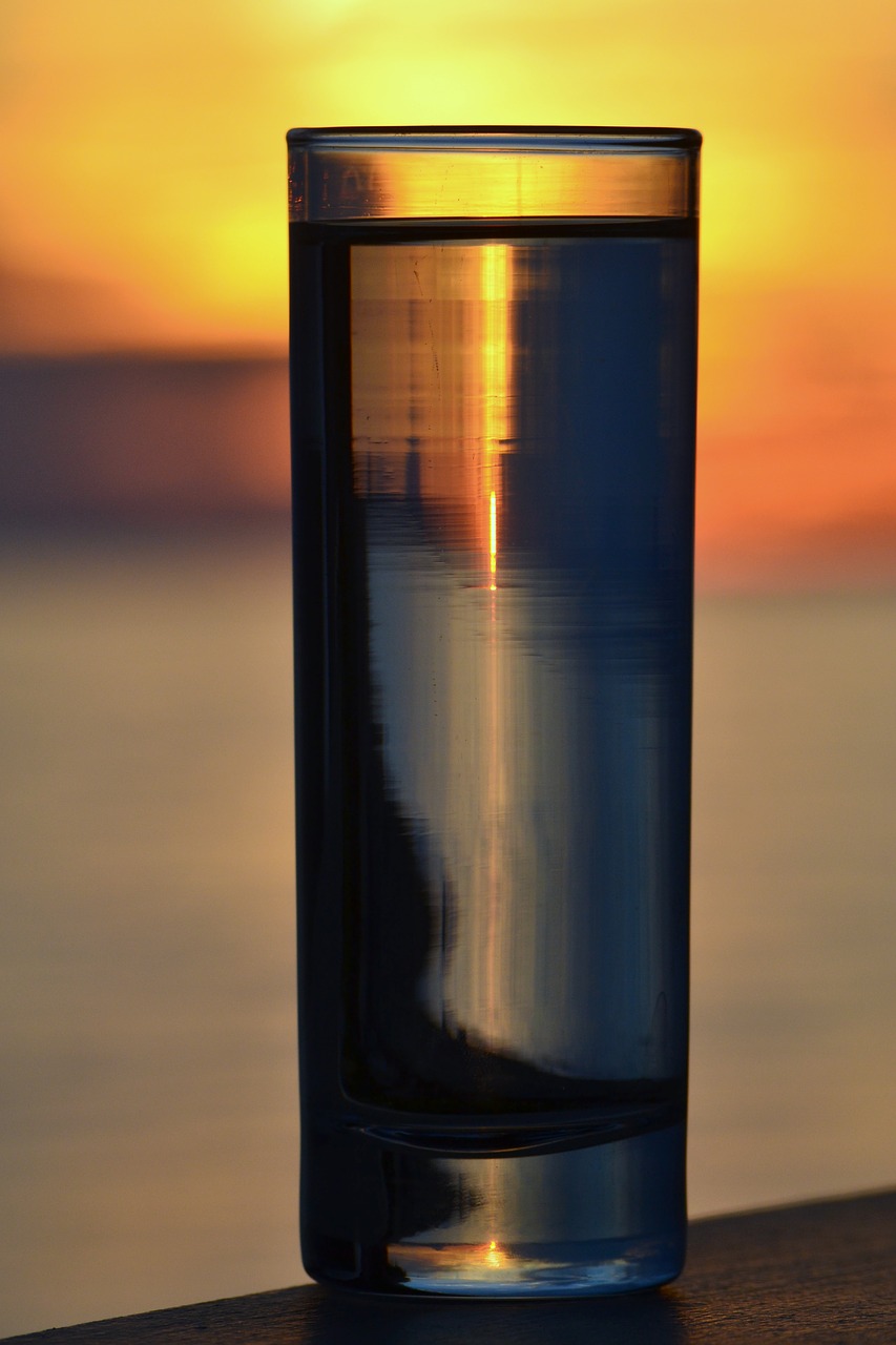 Image - water glass reflections sunset