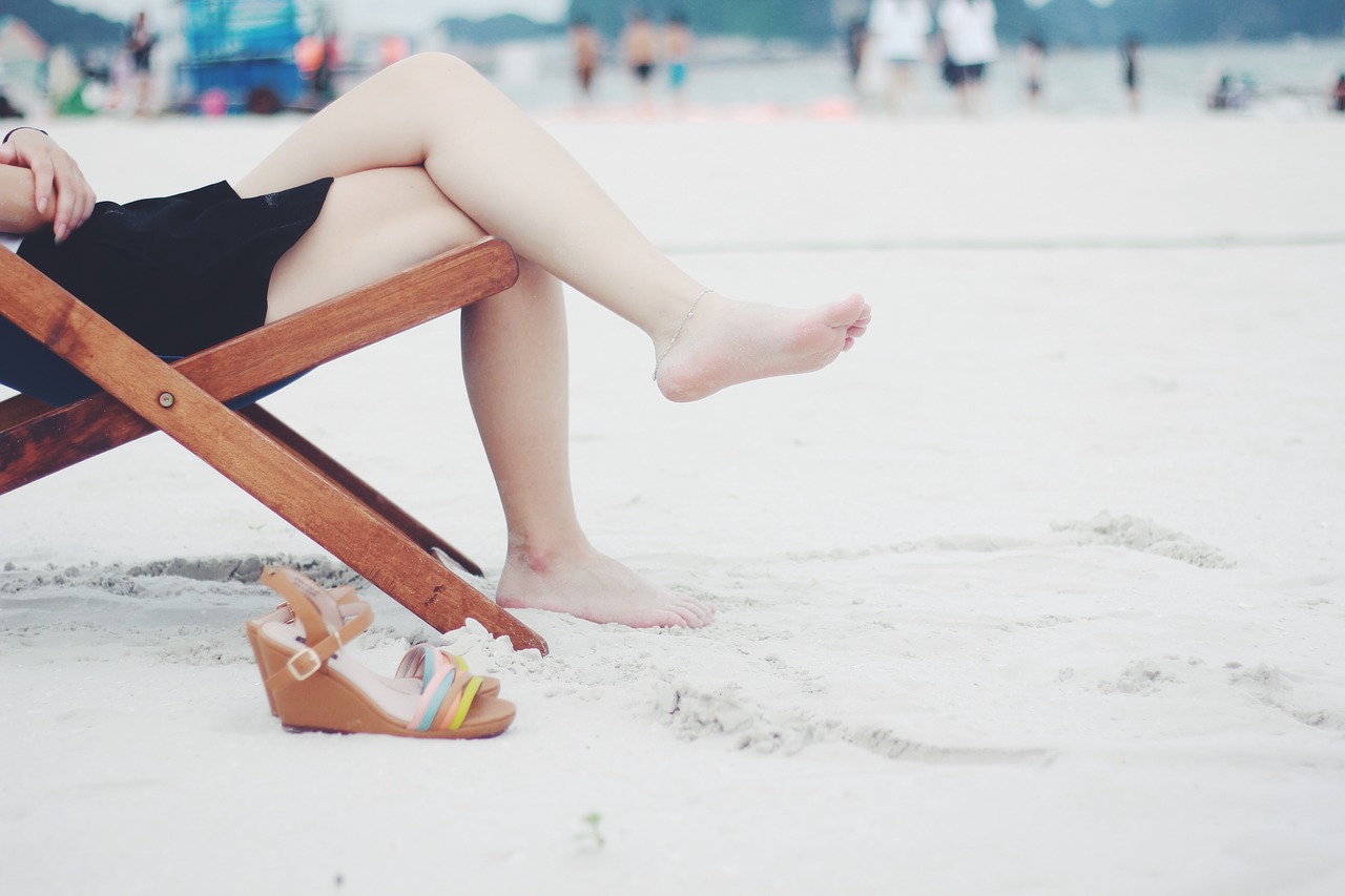 Image - beach beach chair feet female