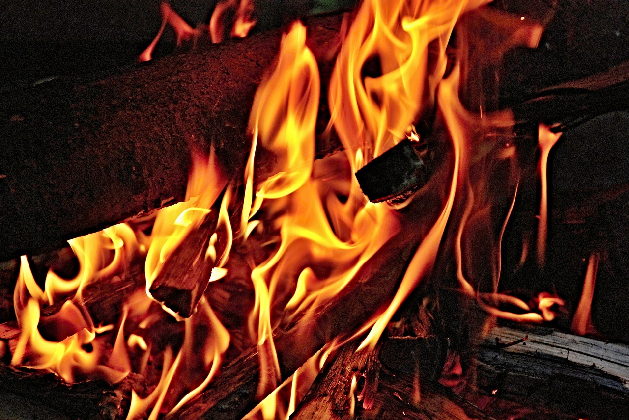 Image - fire flames wood burning yellow