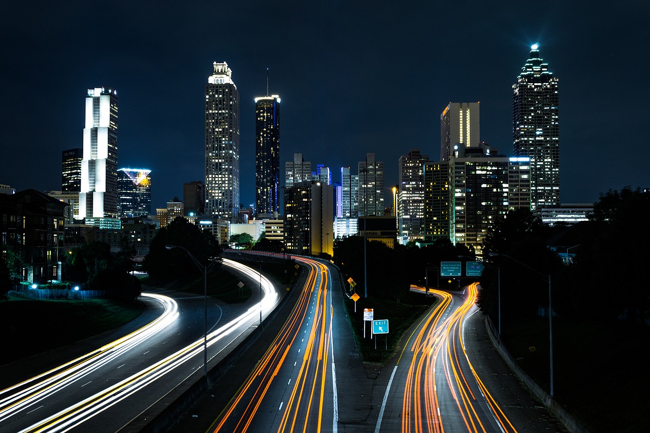 Image - bridge buildings city city lights