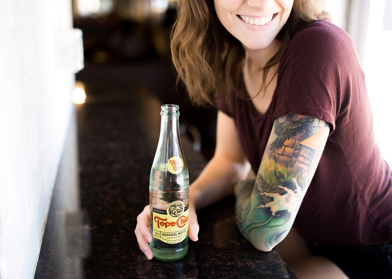 Image - beverage body art bottle drink