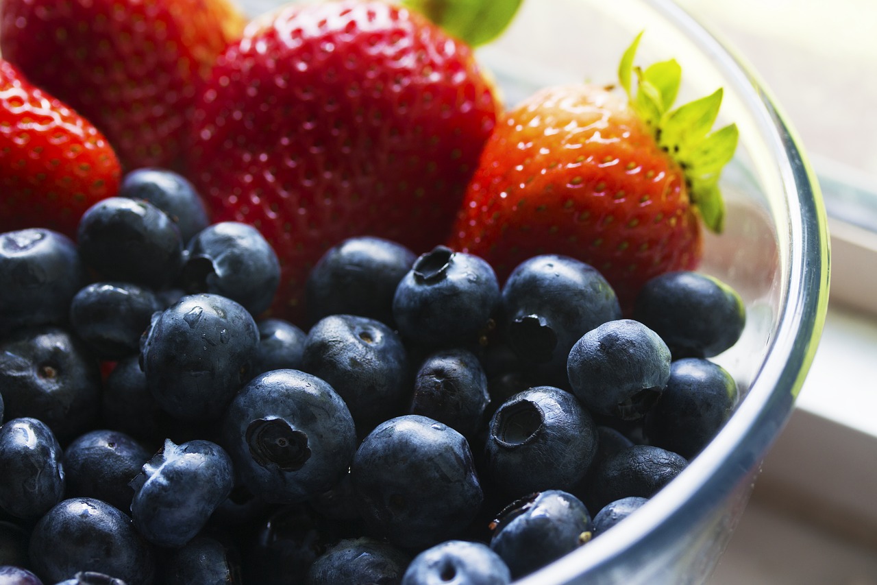 Image - berries blueberries bowl close up
