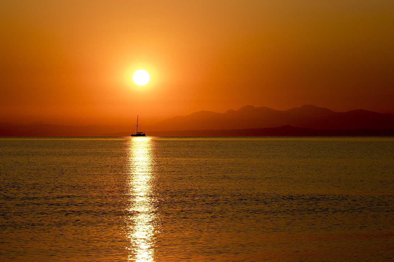 Image - greece sea sun sunset