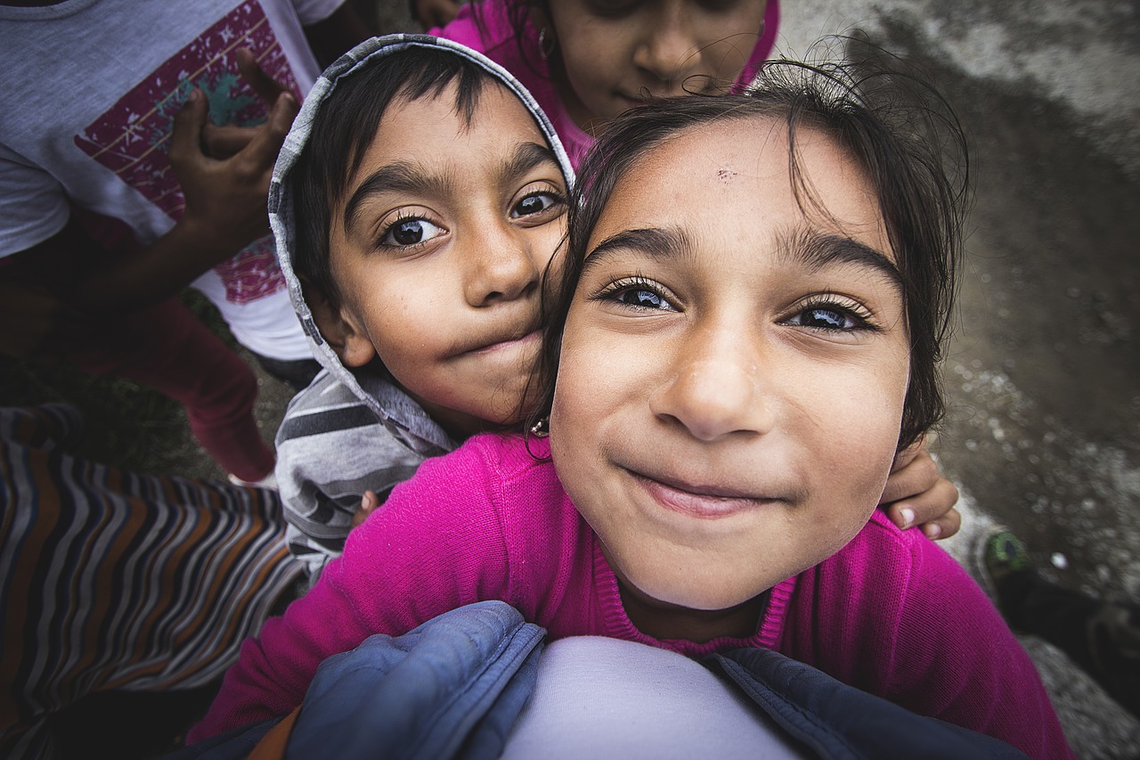 Image - childhood children dog eyes hug