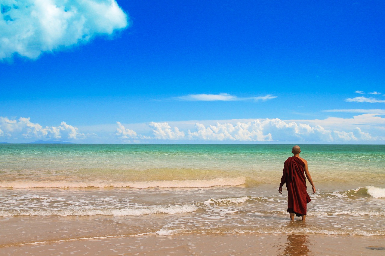 Image - theravada buddhism monk at beach