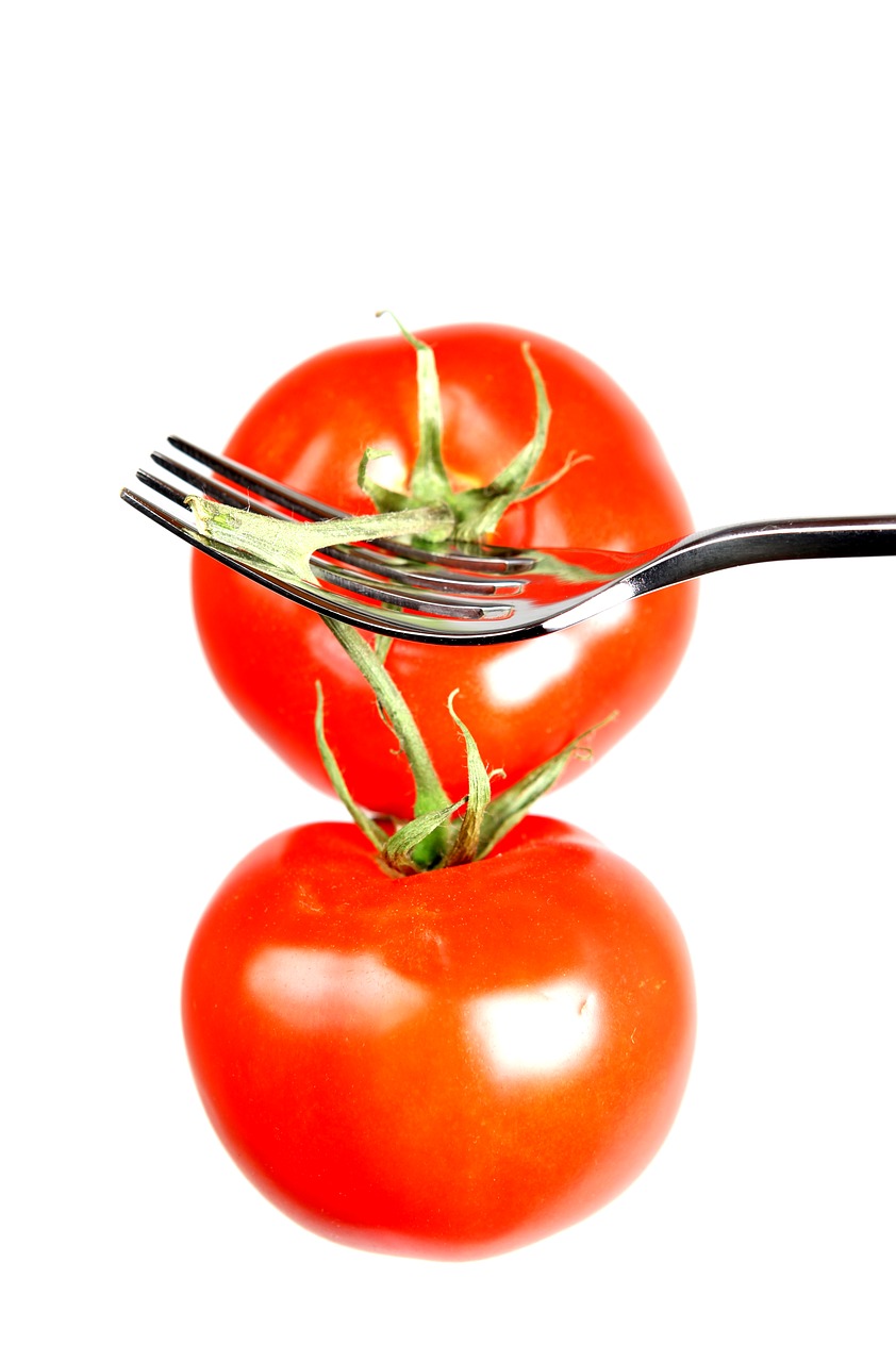 Image - tomatoes fork eat healthy symbol