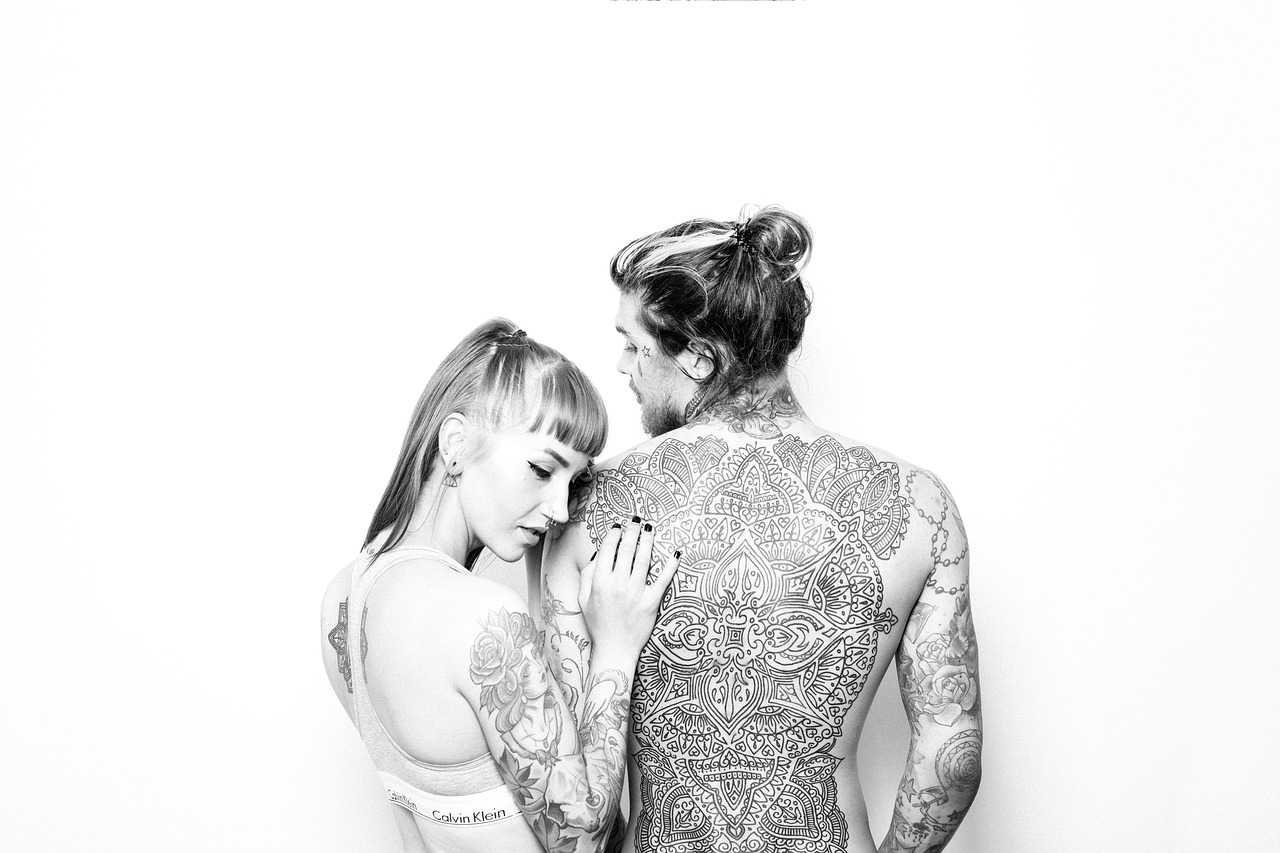 Image - adult art body art couple cute