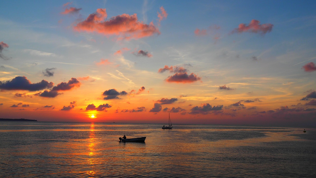 Image - sunset fishermen fishing sea ocean