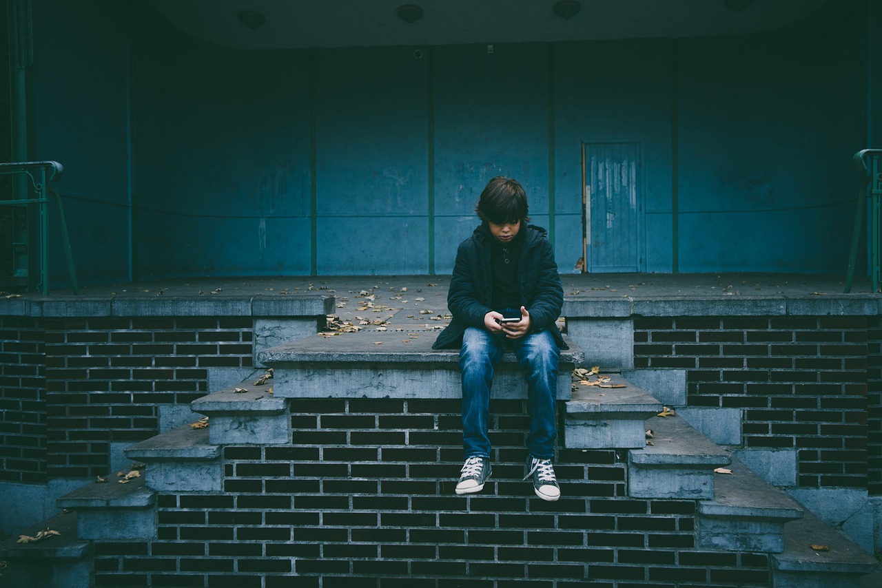 Image - alone boy child sitting stairs