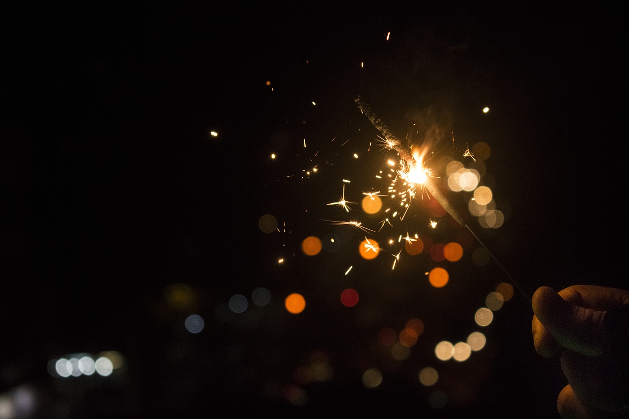 Image - bokeh dark lights sparklers