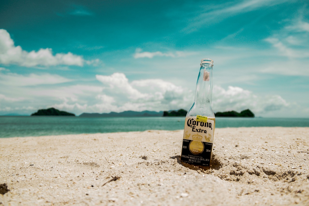 Image - beach beer blur bottle close up