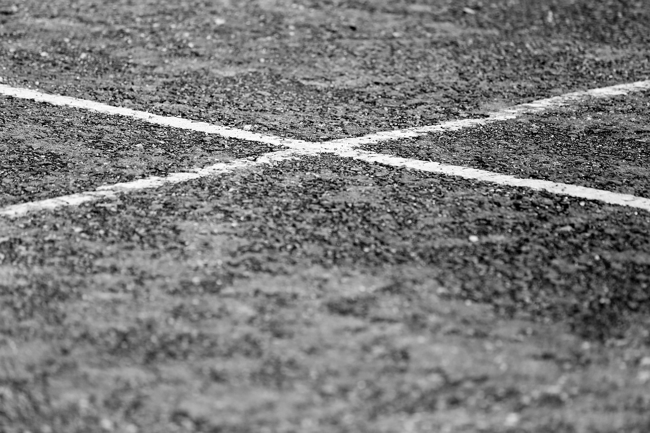 Image - b w black and white car park cross