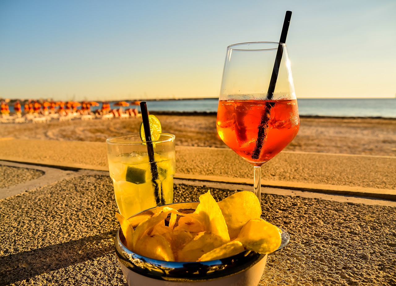 Image - beach drink sea sunset vacation